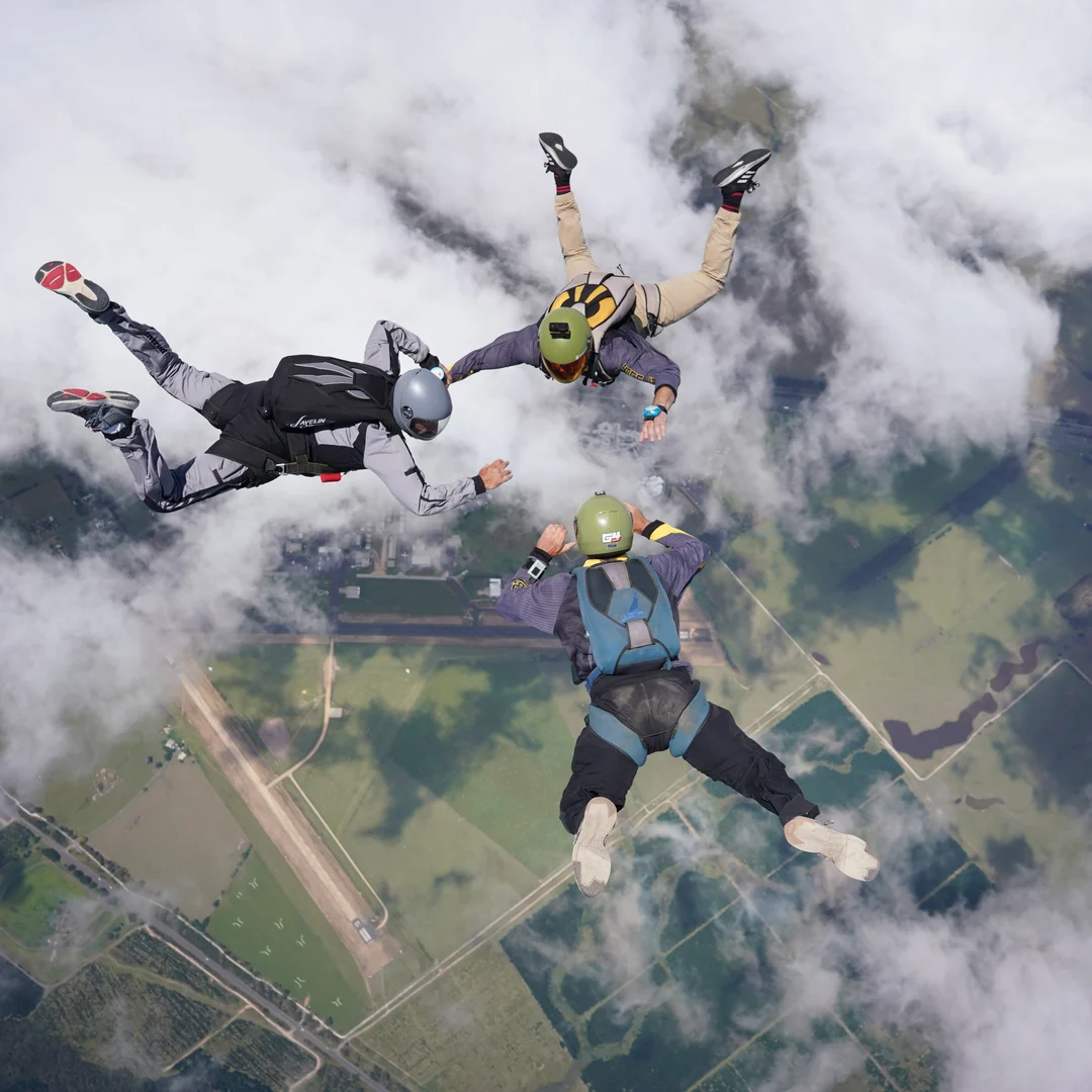 fun jumpers doing a three way jump